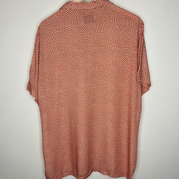 Allfenix Button Up Shirt Medium Mens Orange Earth Montana Cabana Rayon Spotted - Picture 3 of 9